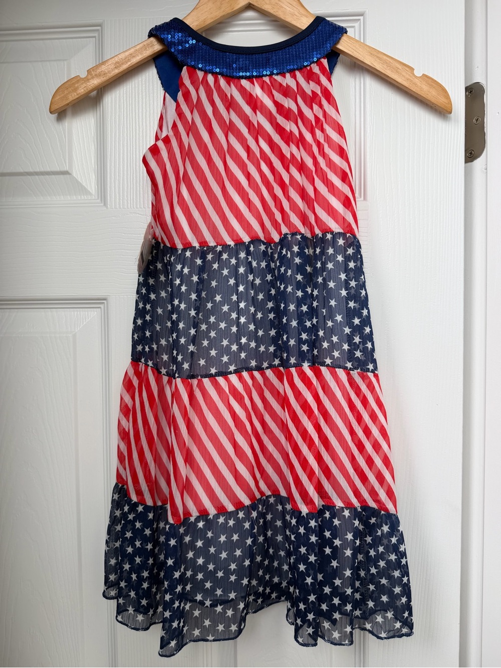 Lipstik Girls NWT Sequin Flag Dress 6 Stars Stripes 4th July - Picture 4 of 4